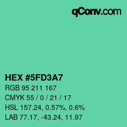 颜色代码: HEX #5FD3A7 | qconv.com