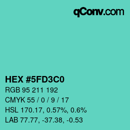 颜色代码: HEX #5FD3C0 | qconv.com