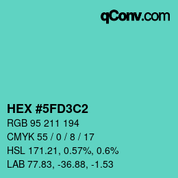 颜色代码: HEX #5FD3C2 | qconv.com