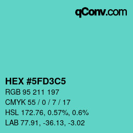 颜色代码: HEX #5FD3C5 | qconv.com