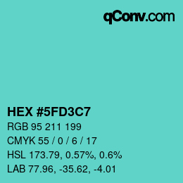 Color code: HEX #5FD3C7 | qconv.com