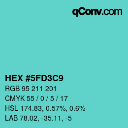 颜色代码: HEX #5FD3C9 | qconv.com