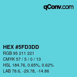 颜色代码: HEX #5FD3DD | qconv.com