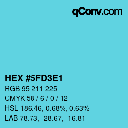 Color code: HEX #5FD3E1 | qconv.com