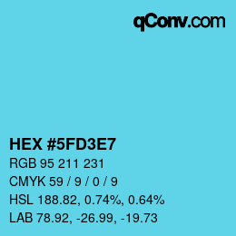 カラーコード: HEX #5FD3E7 | qconv.com