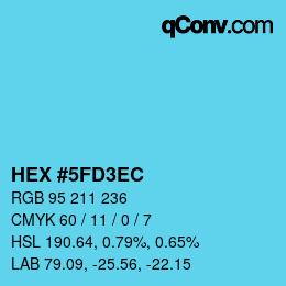 カラーコード: HEX #5FD3EC | qconv.com