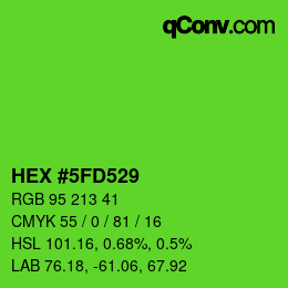 カラーコード: HEX #5FD529 | qconv.com
