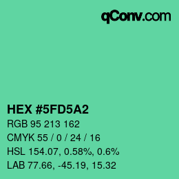 カラーコード: HEX #5FD5A2 | qconv.com