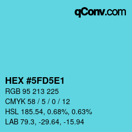 カラーコード: HEX #5FD5E1 | qconv.com