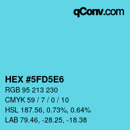 Farbcode: HEX #5FD5E6 | qconv.com