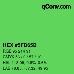 カラーコード: HEX #5FD65B | qconv.com