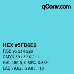 カラーコード: HEX #5FD6E2 | qconv.com
