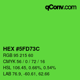 颜色代码: HEX #5FD73C | qconv.com