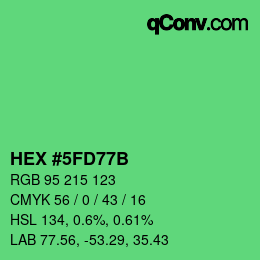 カラーコード: HEX #5FD77B | qconv.com