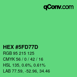 カラーコード: HEX #5FD77D | qconv.com