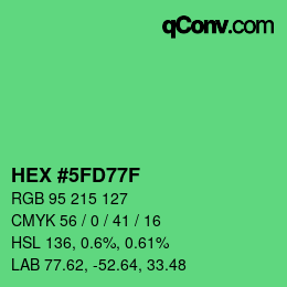 カラーコード: HEX #5FD77F | qconv.com