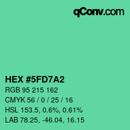 カラーコード: HEX #5FD7A2 | qconv.com