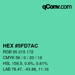 颜色代码: HEX #5FD7AC | qconv.com
