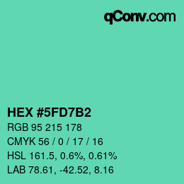 カラーコード: HEX #5FD7B2 | qconv.com