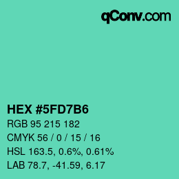 カラーコード: HEX #5FD7B6 | qconv.com