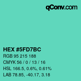 カラーコード: HEX #5FD7BC | qconv.com