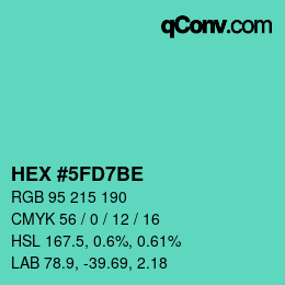Color code: HEX #5FD7BE | qconv.com