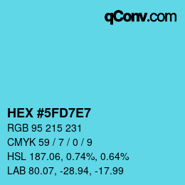 Farbcode: HEX #5FD7E7 | qconv.com