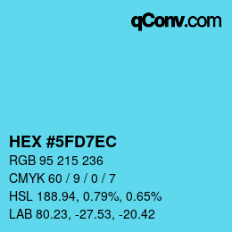 カラーコード: HEX #5FD7EC | qconv.com
