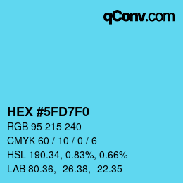 カラーコード: HEX #5FD7F0 | qconv.com