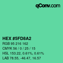 カラーコード: HEX #5FD8A2 | qconv.com