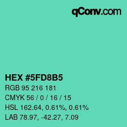 カラーコード: HEX #5FD8B5 | qconv.com