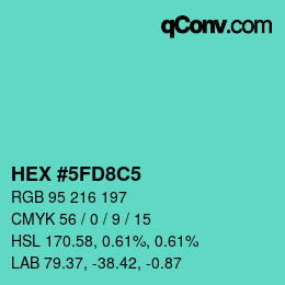 Color code: HEX #5FD8C5 | qconv.com
