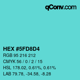 Color code: HEX #5FD8D4 | qconv.com