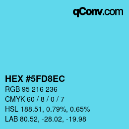 Color code: HEX #5FD8EC | qconv.com