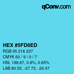 カラーコード: HEX #5FD8ED | qconv.com