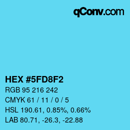 カラーコード: HEX #5FD8F2 | qconv.com