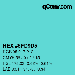 Color code: HEX #5FD9D5 | qconv.com