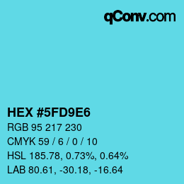 カラーコード: HEX #5FD9E6 | qconv.com