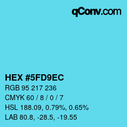 颜色代码: HEX #5FD9EC | qconv.com