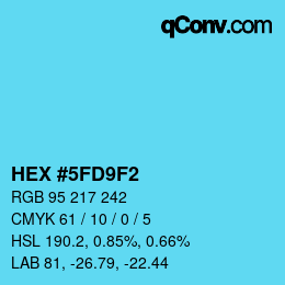 カラーコード: HEX #5FD9F2 | qconv.com