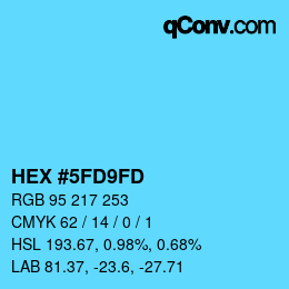 颜色代码: HEX #5FD9FD | qconv.com