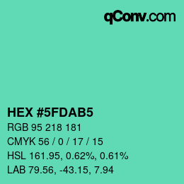 カラーコード: HEX #5FDAB5 | qconv.com