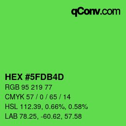 颜色代码: HEX #5FDB4D | qconv.com