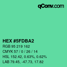 カラーコード: HEX #5FDBA2 | qconv.com
