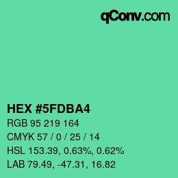 カラーコード: HEX #5FDBA4 | qconv.com