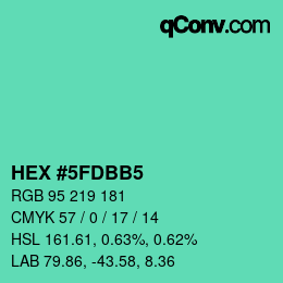 カラーコード: HEX #5FDBB5 | qconv.com