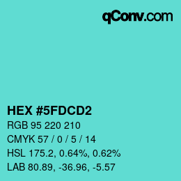Color code: HEX #5FDCD2 | qconv.com