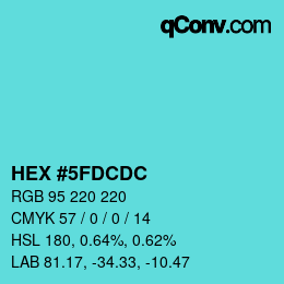 Color code: HEX #5FDCDC | qconv.com