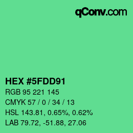 カラーコード: HEX #5FDD91 | qconv.com