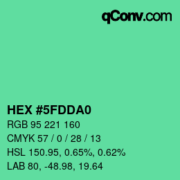 カラーコード: HEX #5FDDA0 | qconv.com
